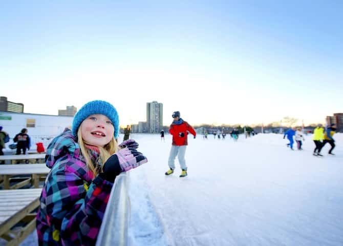 Kids skating, Emera Oval, Nova Scotia Vacation, kids activities, winter season
