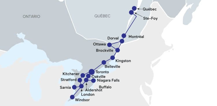 via rail route from toronto to montreal